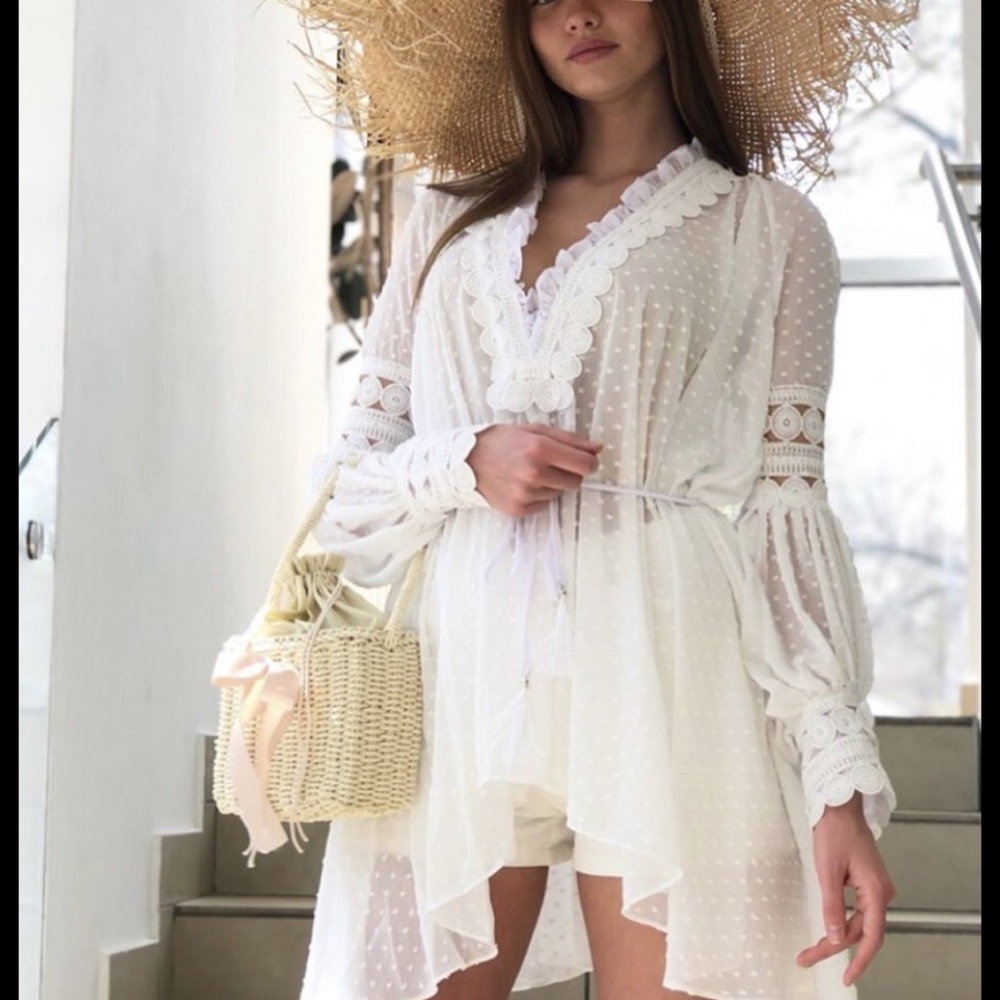 Elegant White Lace Trim Dress